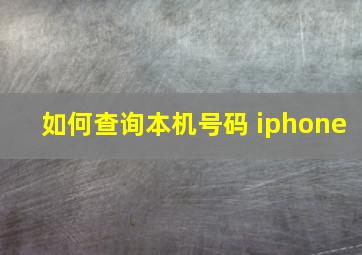 如何查询本机号码 iphone